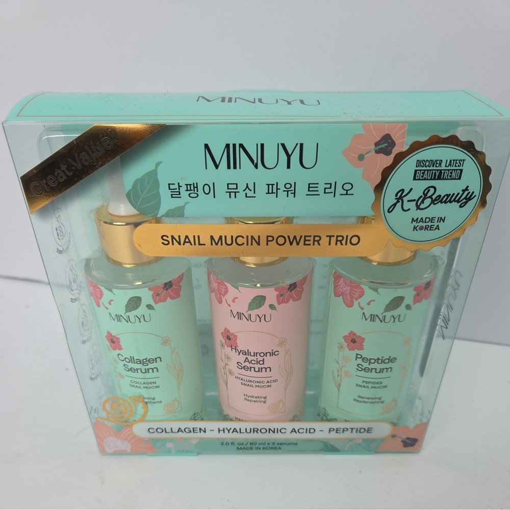 MINUYU SNAIL MUCIN POWER TRIO FACE SERUM COLLAGEN, HYALURONIC ACID, PEPTIDE